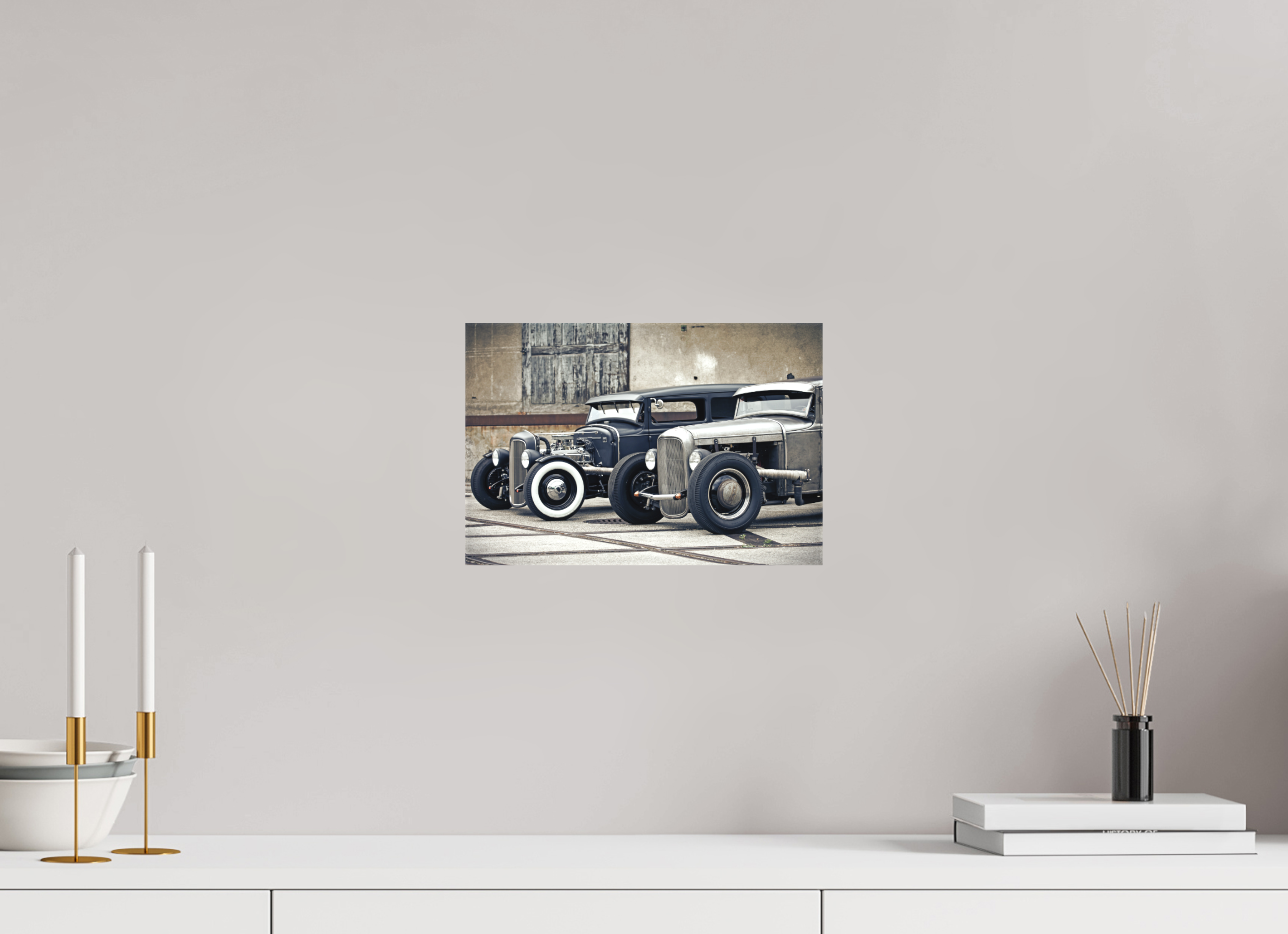 30 x 20 cm, Leinwand matt Oldschool Hot Rods