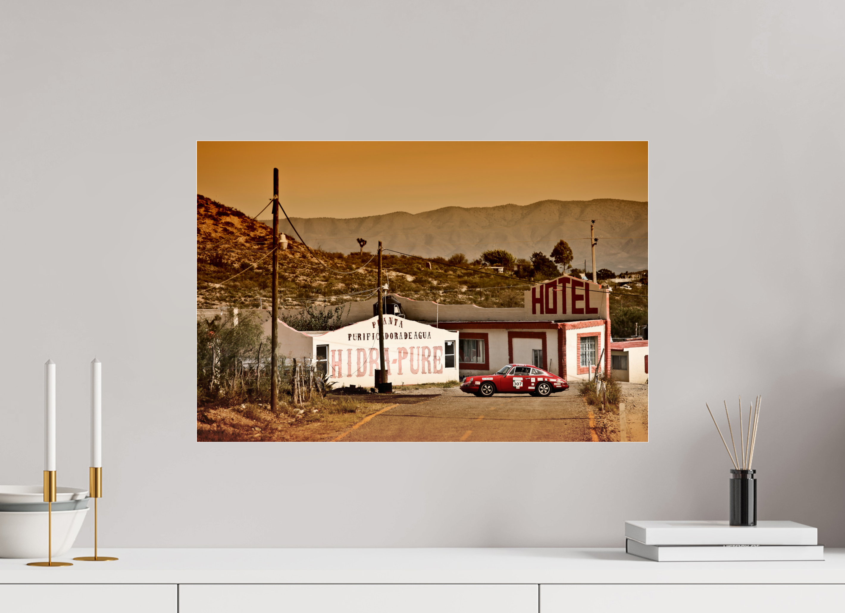60 x 40 cm, Photo Print Under Acrylic Glass Porsche 911 - La Carrera Panamericana