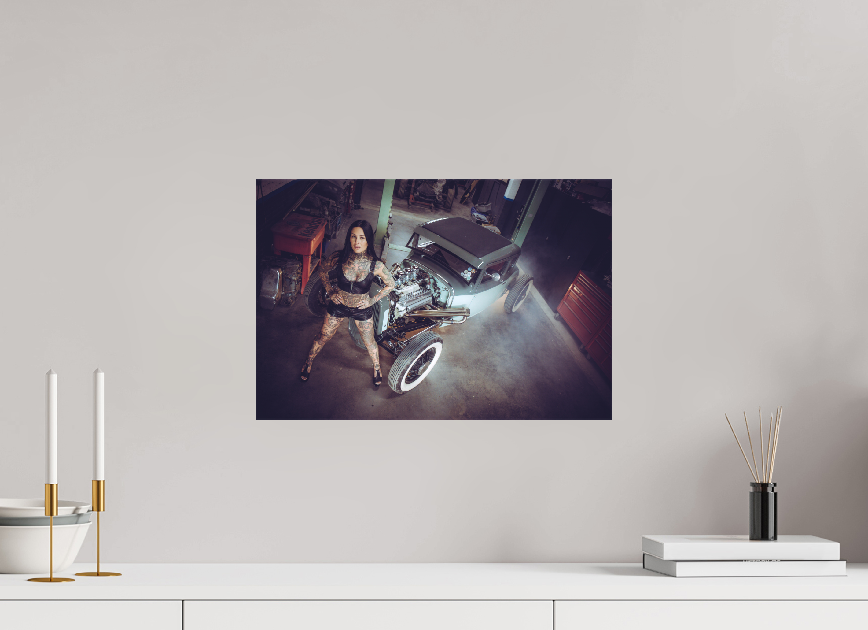 45 x 30 cm, Leinwand matt Femke Fatale Green Hot Rod