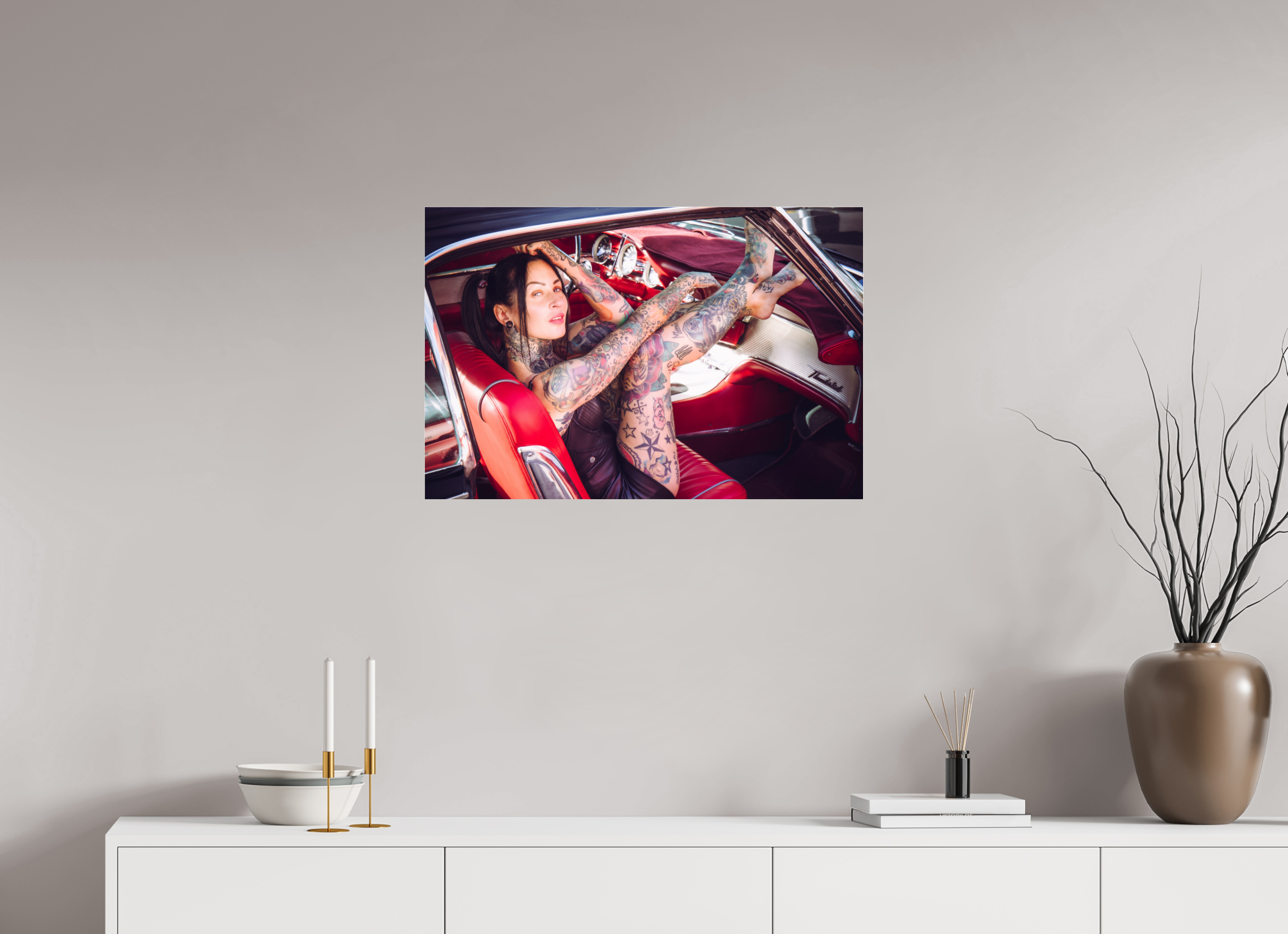 75 x 50 cm, Photo Print Under Acrylic Glass Femke Fatale Ford Thunderbird