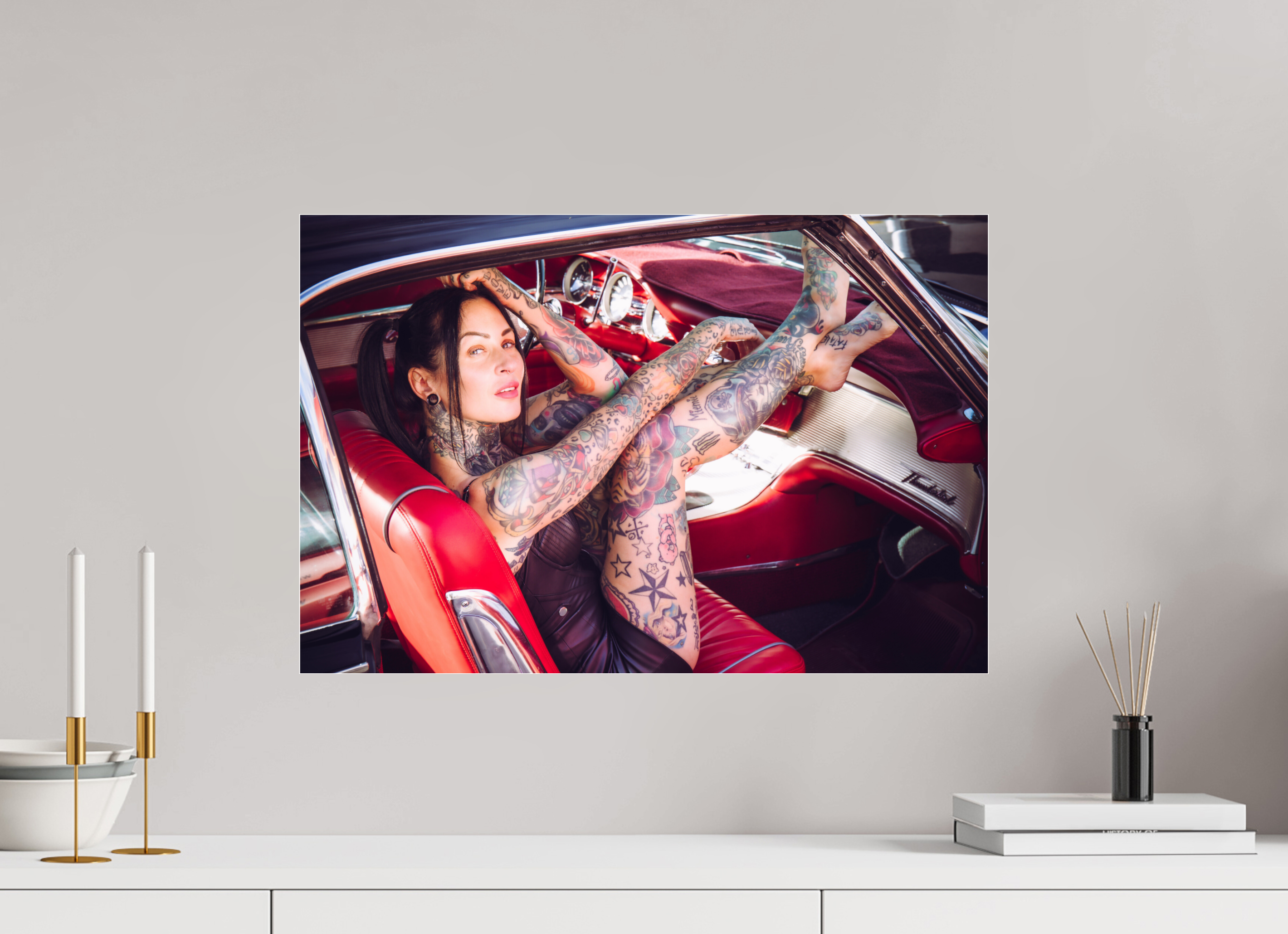 60 x 40 cm, Photo Print Under Acrylic Glass Femke Fatale Ford Thunderbird