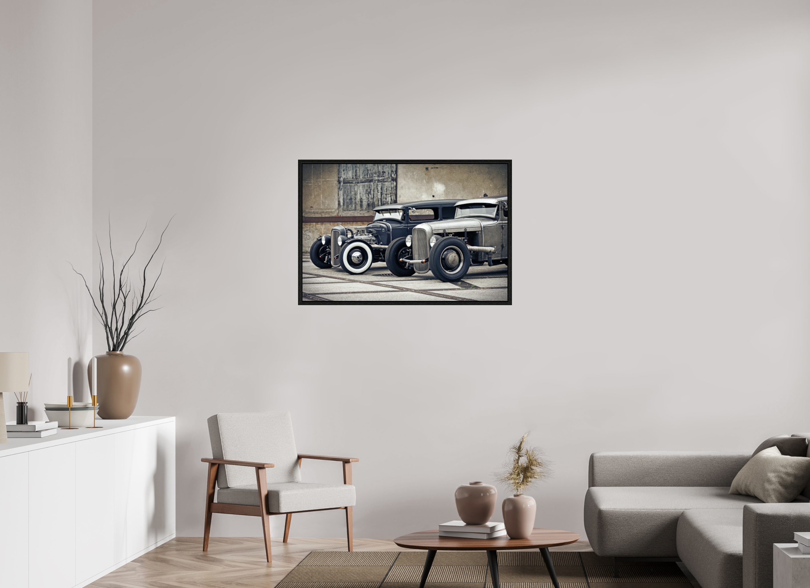 105 x 70 cm, Floater Frame Oldschool Hot Rods