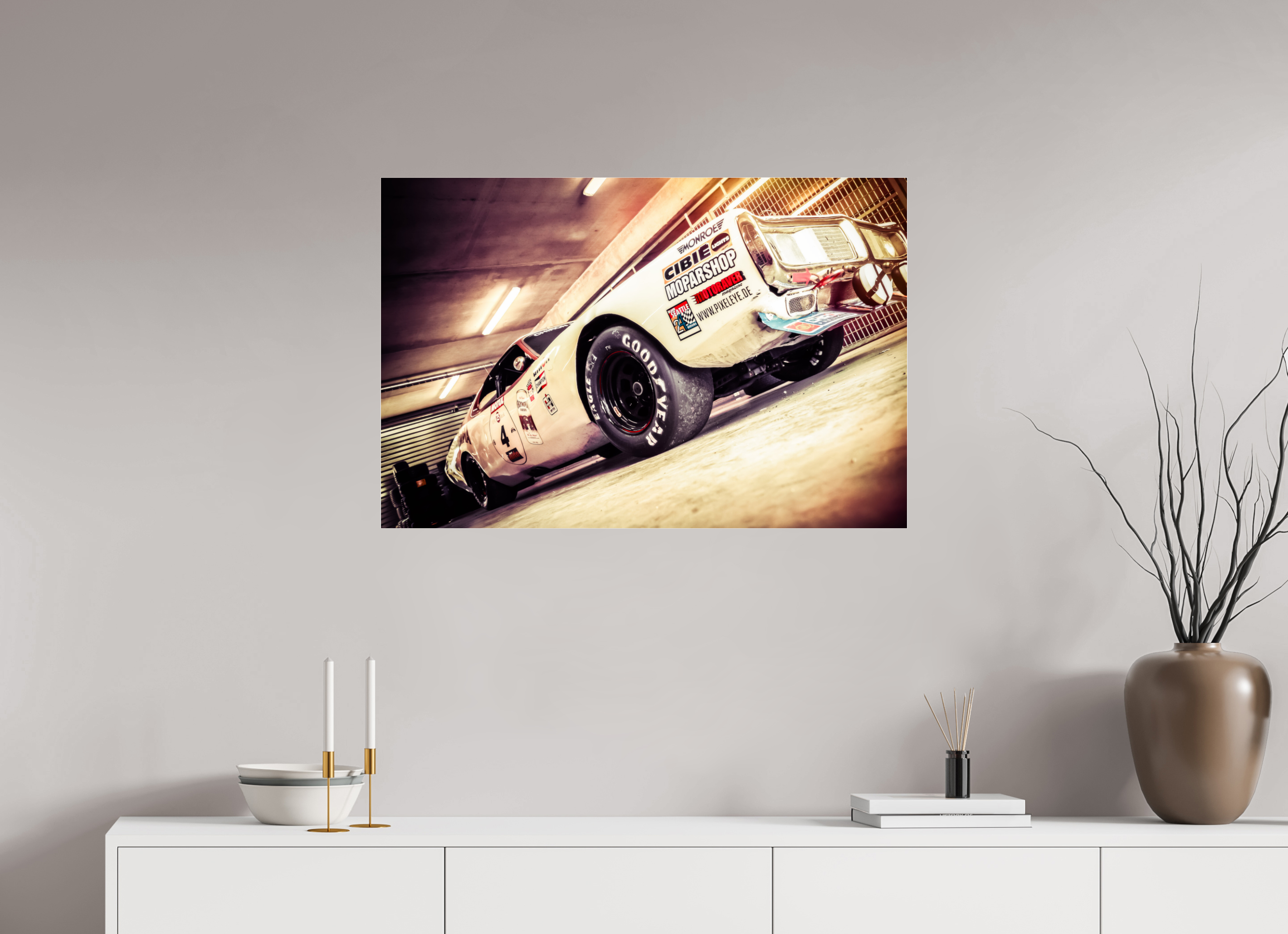 90 x 60 cm, Photo Print Under Acrylic Glass Le Mans 24 Heures du Mans Racing - Dodge Charger II